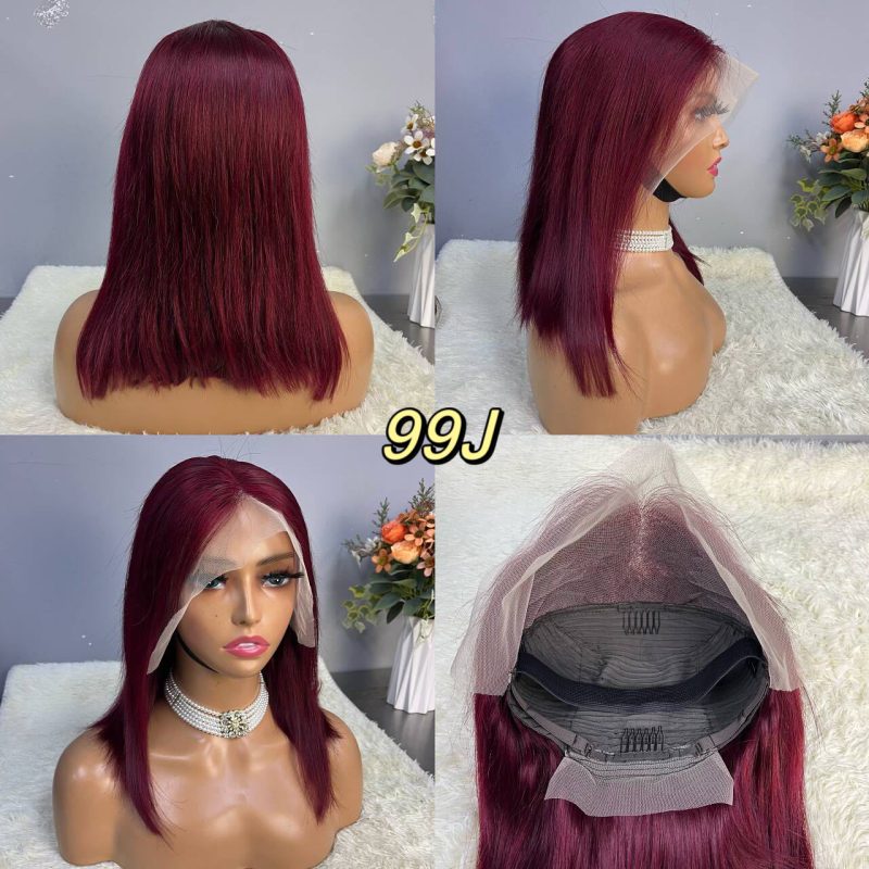13x4 Straight Hair Colored BOB Lace Front Wig - 图片 10